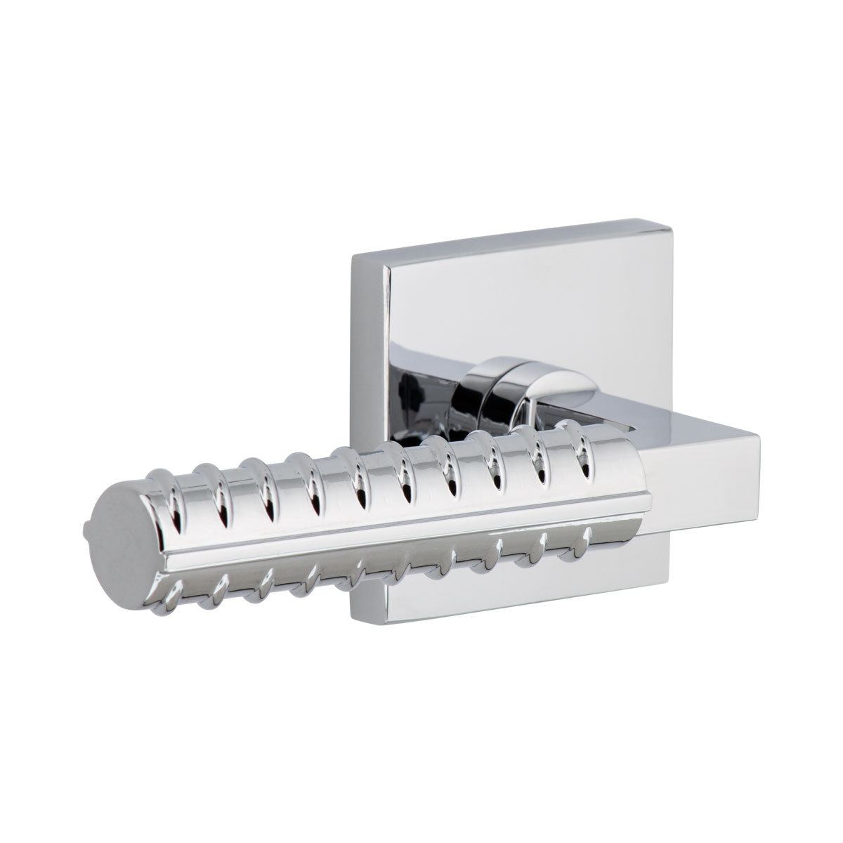 Quadrato Rosette with Contempo Rebar Lever in Bright Chrome