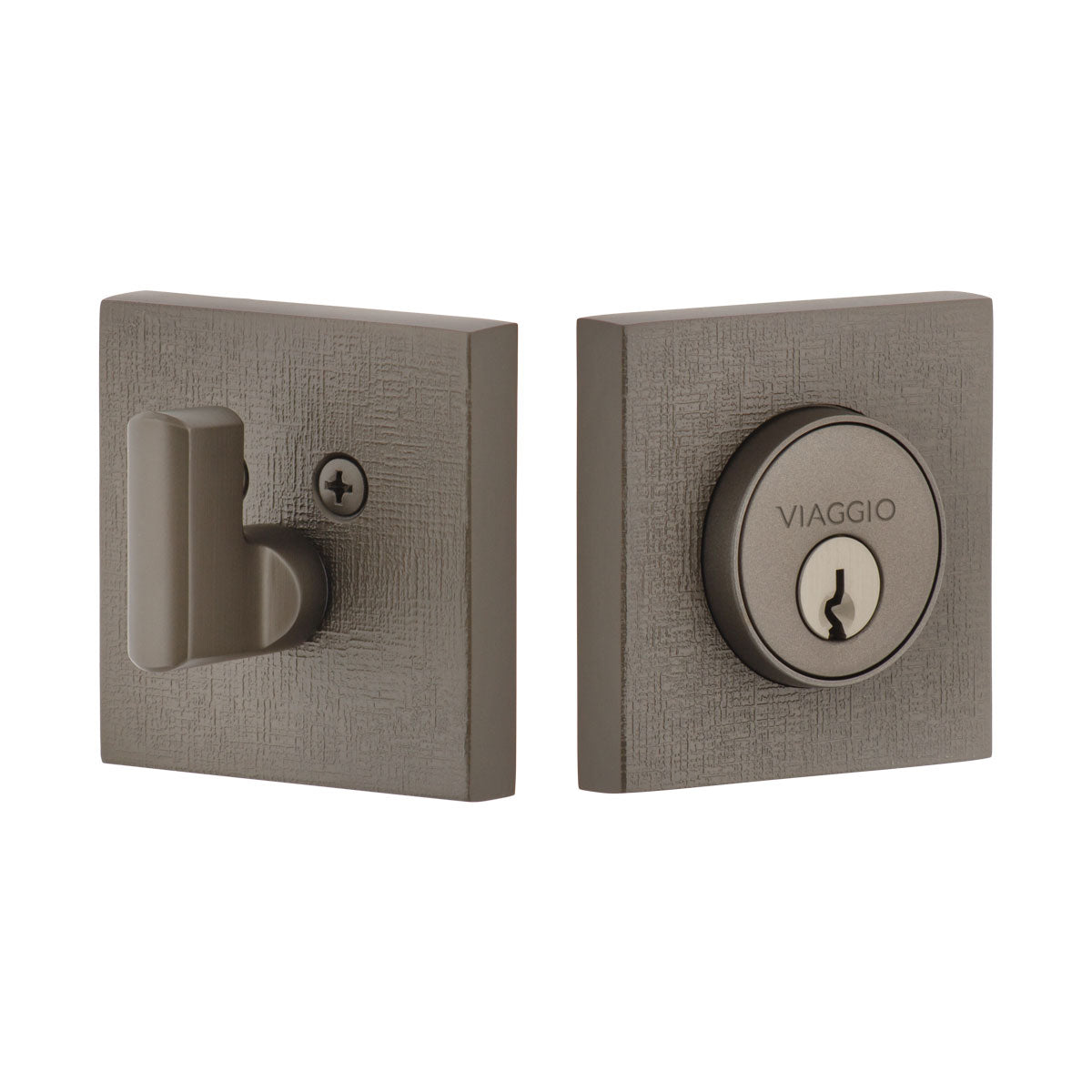 Quadrato Linen  Single Cylinder Deadbolt in Titanium Gray