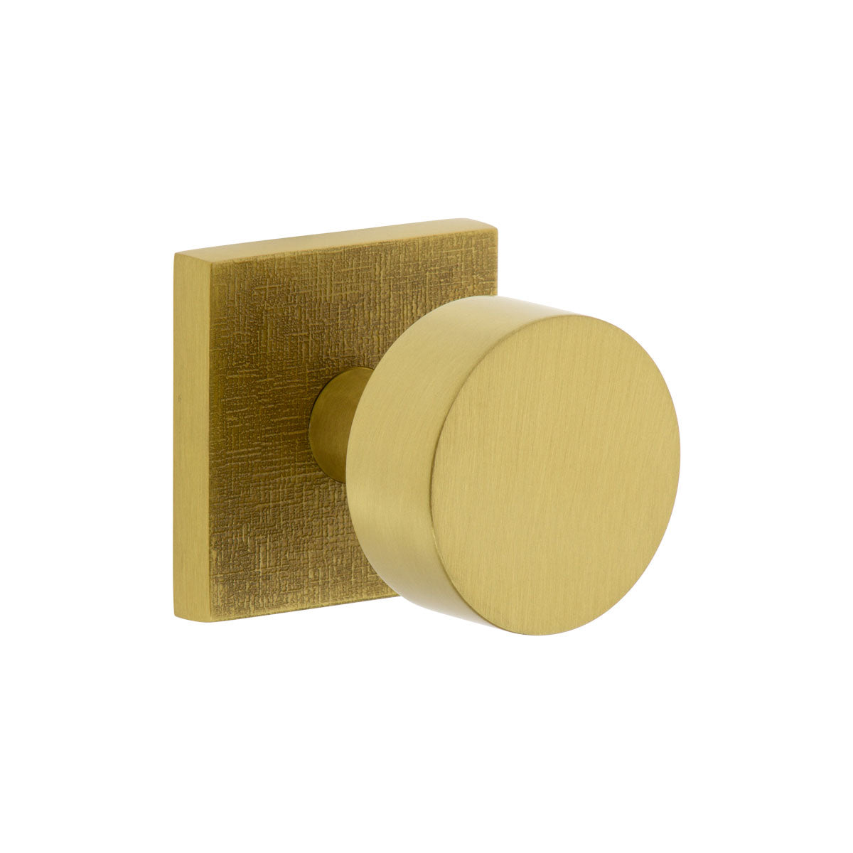 Quadrato Linen Rosette with Circolo Knob in Satin Brass