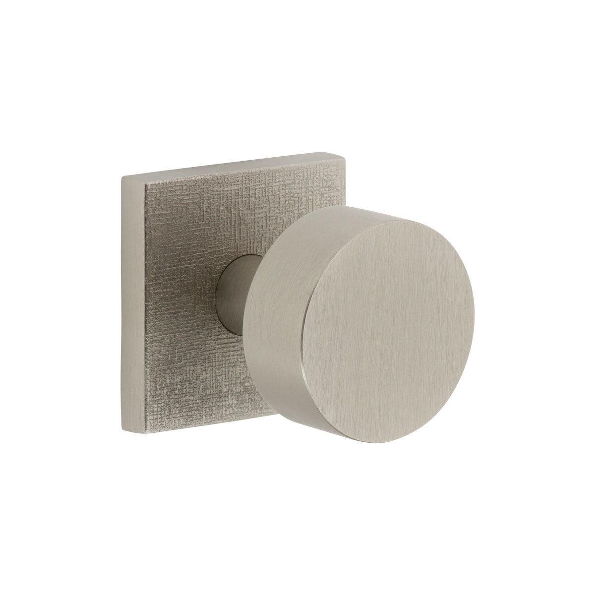 Quadrato Linen Rosette with Circolo Knob in Satin Nickel