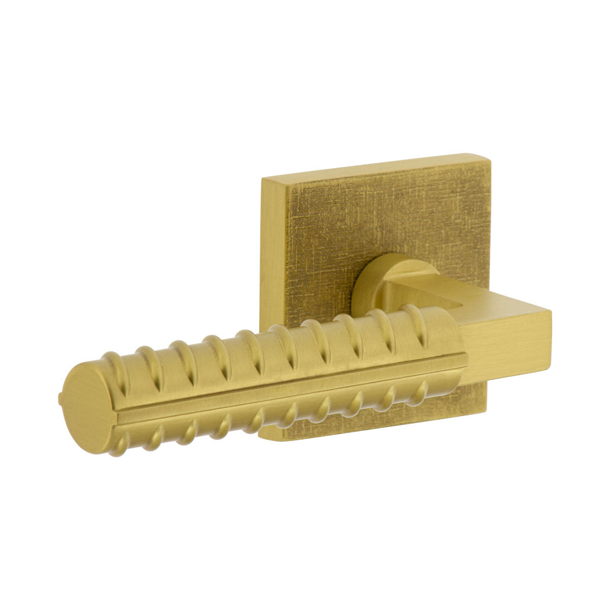 Quadrato Linen Rosette with Contempo Rebar Lever in Satin Brass