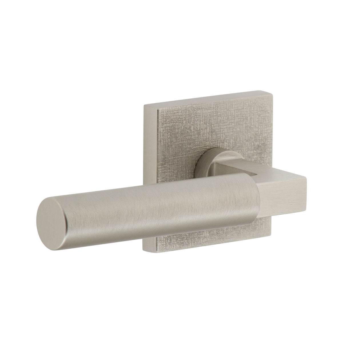 Quadrato Linen Rosette with Contempo Lever in Satin Nickel