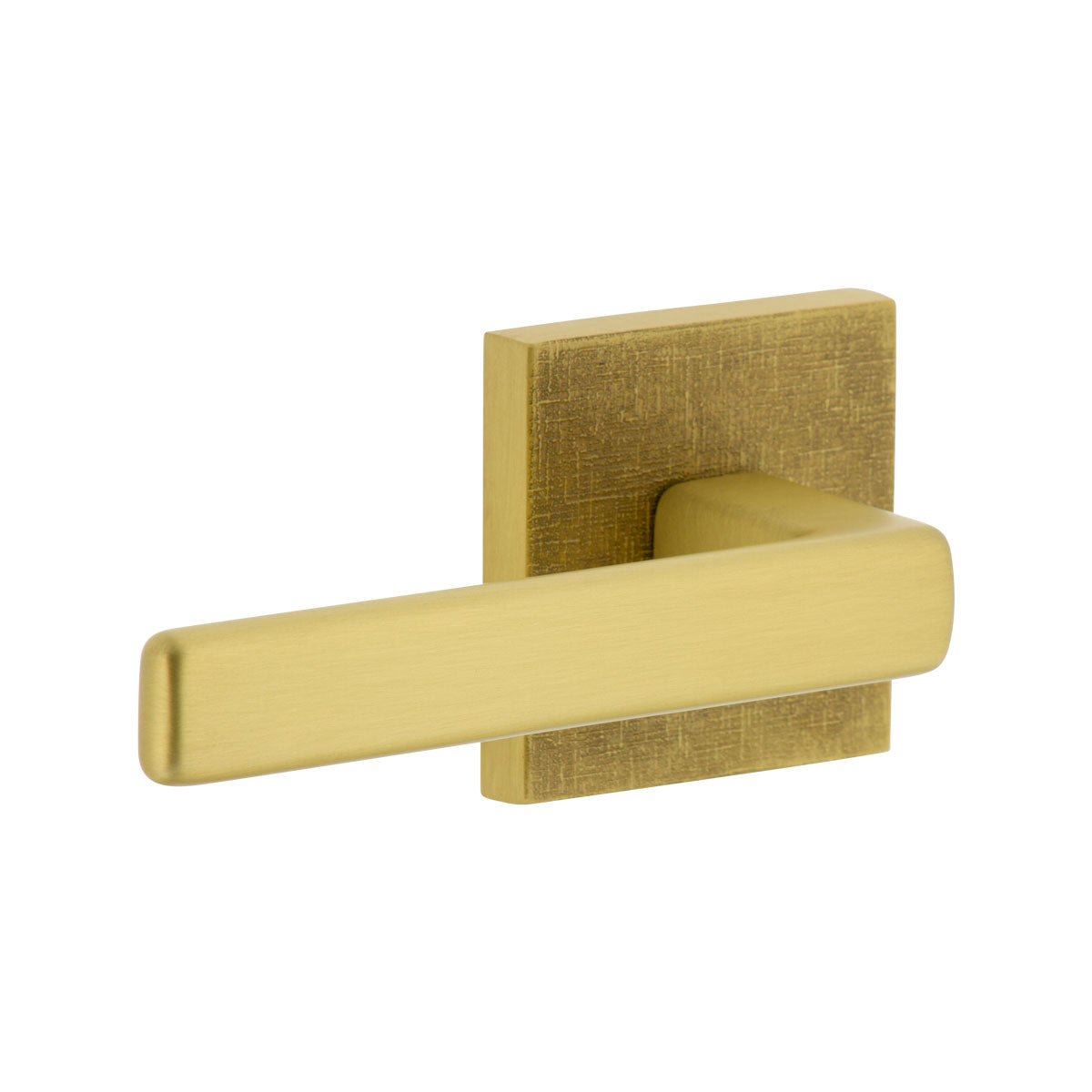 Quadrato Linen Rosette with Lusso Lever in Satin Brass