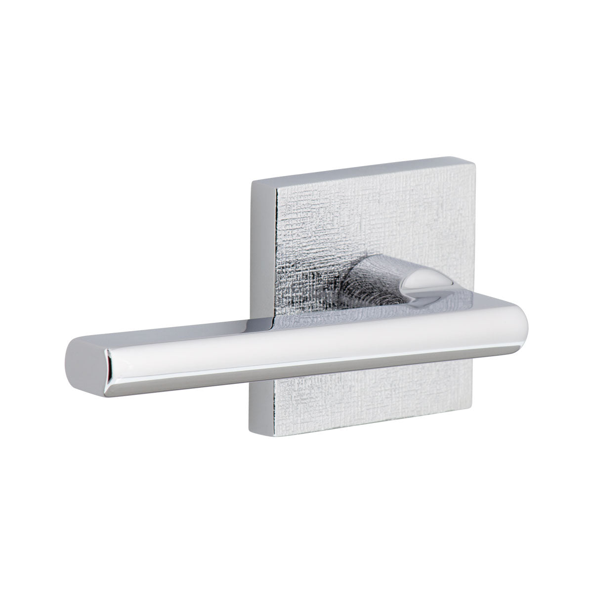 Quadrato Linen Rosette with Milano Lever in Bright Chrome
