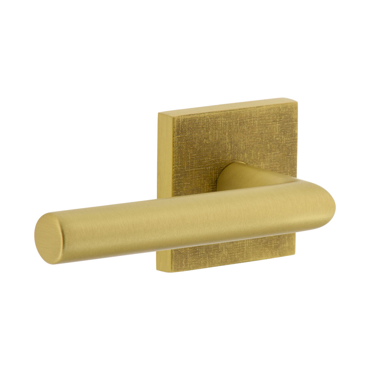 Quadrato Linen Rosette with Moderno Lever in Satin Brass