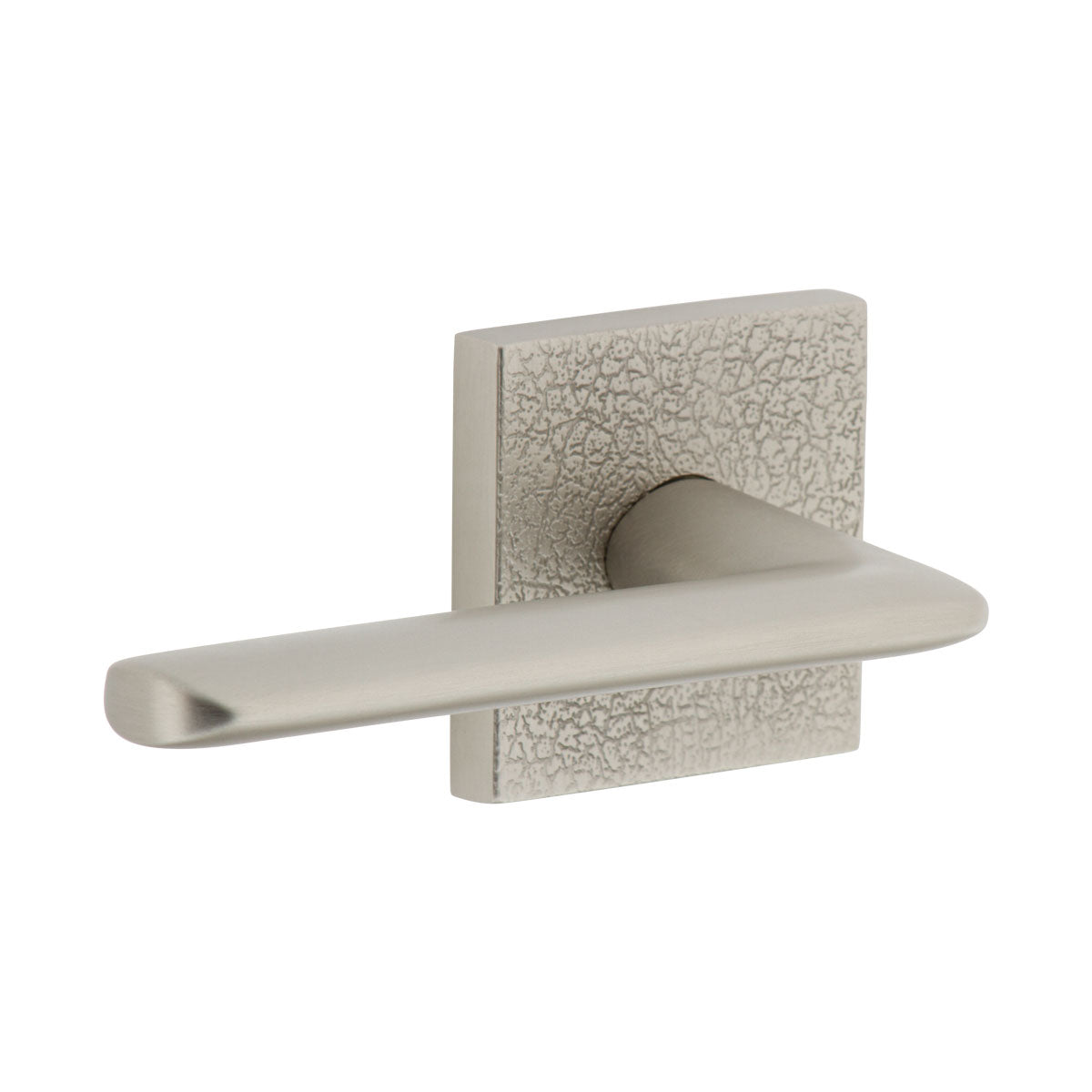 Quadrato Leather Rosette with Brezza Lever in Satin Nickel