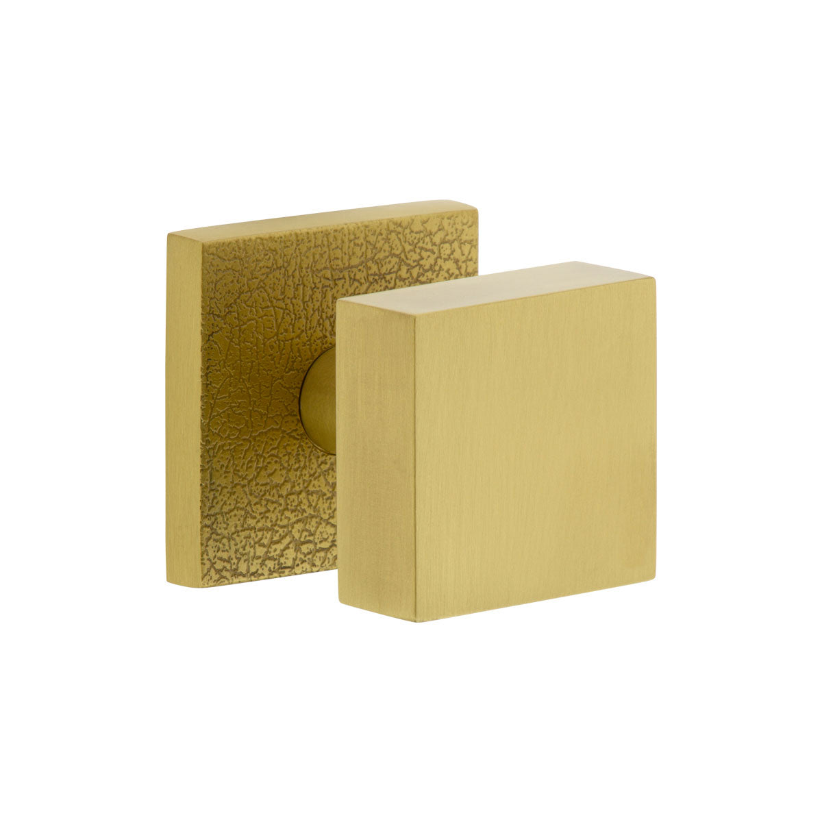 Quadrato Leather Rosette with Quadrato Knob in Satin Brass