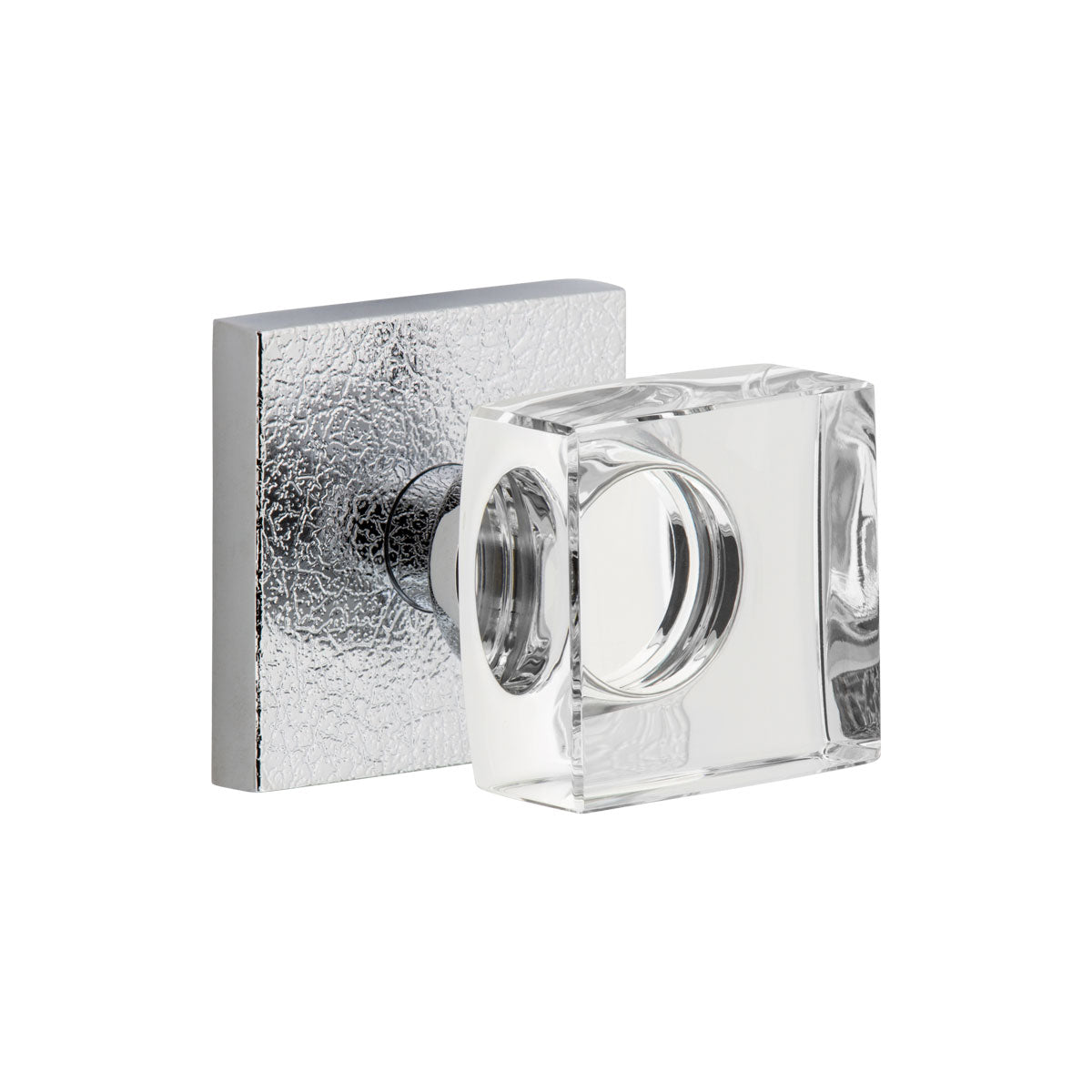 Quadrato Leather Rosette with Quadrato Crystal Knob in Bright Chrome