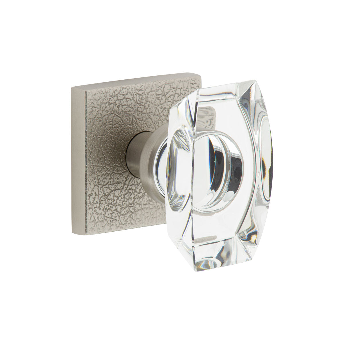 Quadrato Leather Rosette with Stella Crystal Knob in Satin Nickel