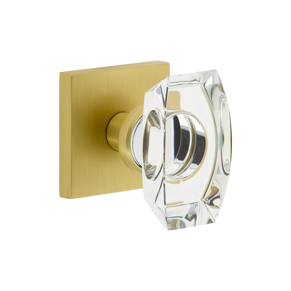 Quadrato Rosette with Stella Crystal Knob in Satin Brass