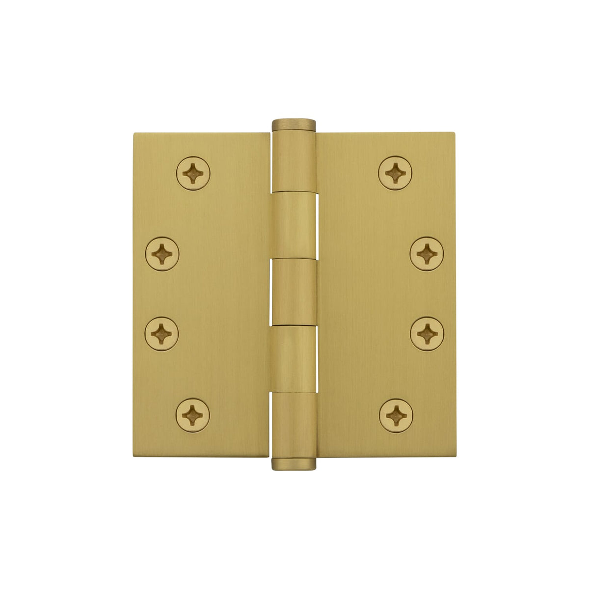 4&quot; Button Tip Heavy Duty Hinge with Square Corners in Satin Brass