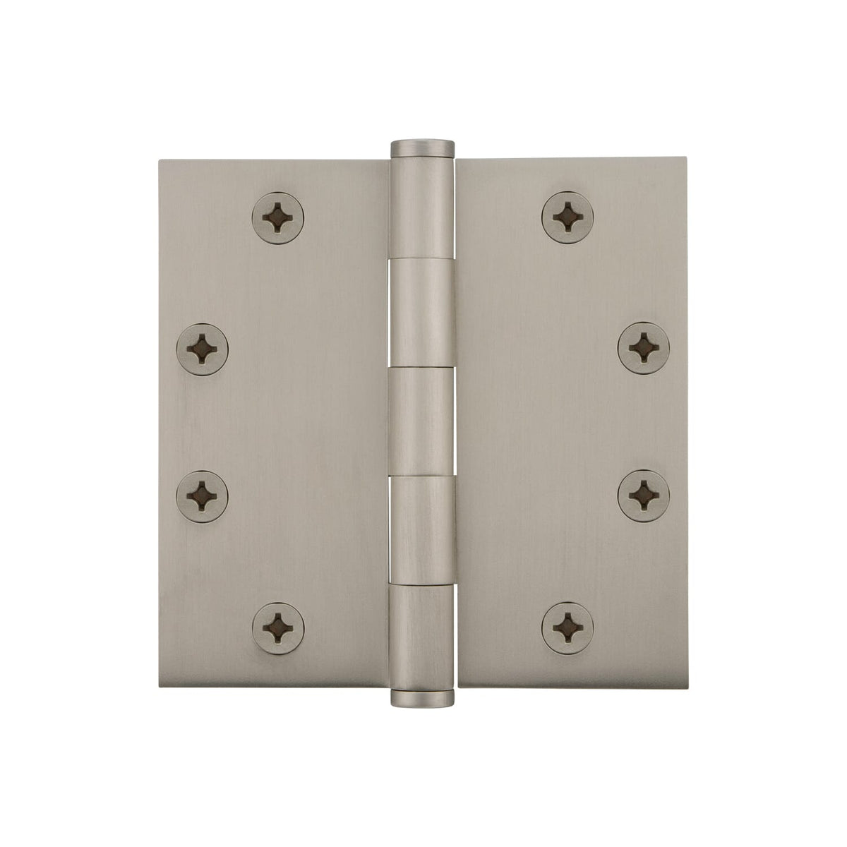 4.5&quot; Button Tip Heavy Duty Hinge with Square Corners in Satin Nickel